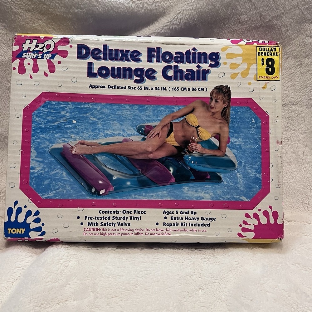 Vintage Tony H2Go Swim Deluxe Floating Lounge for Pool 90s Y2K Factory‎ Sealed